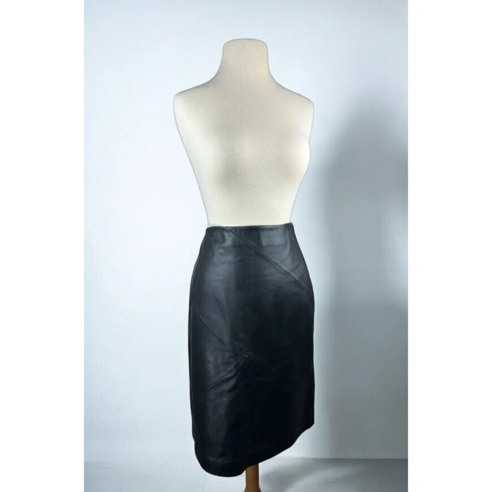 Valerie Stevens Separates 100% Leather Skirt Soft Black Pencil 90's Y2K Size 8 - Picture 14 of 15